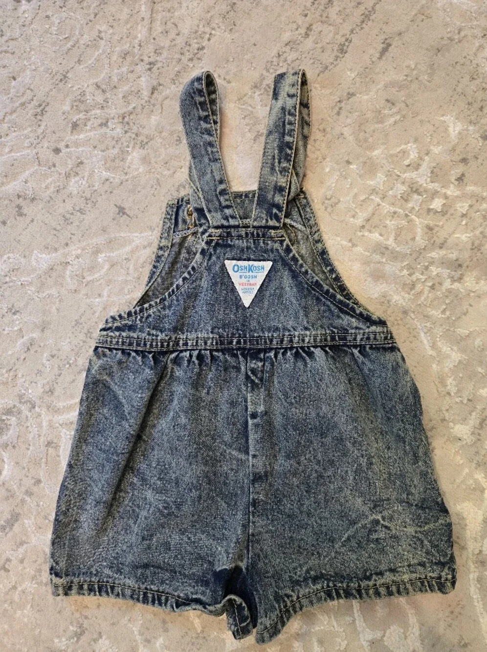 Vintage 1990s OshKosh B'gosh Acid-Wash Denim Shortall Overalls